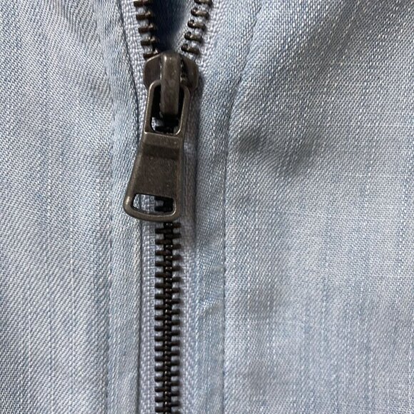Lou & Grey Chambray BomberJacket Size Small Blue Denim Lyocell Zip Front - Picture 7 of 8
